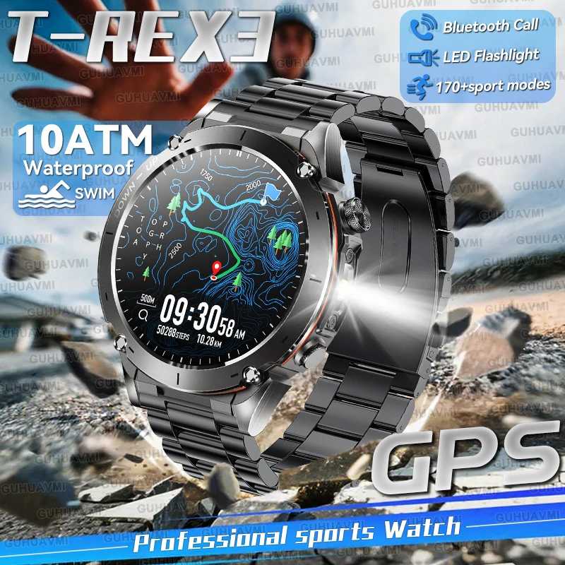 

2025 New Outdoors GPS Smart Watch Men Built-in Dual-Band GPS Compass Altimeter 10ATM Waterproof Military Sports Swim Smartwatchs
