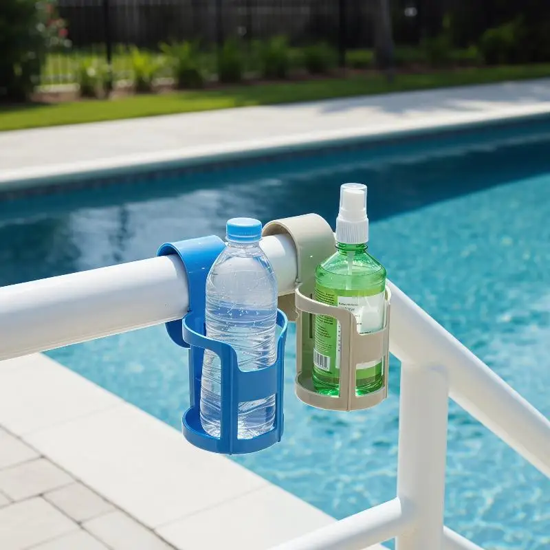4 Compartment Pool Side Cup Holder Storage Rack Drink Organizer Multi Functional Beer Soda Holder for Outdoor Pool Parties