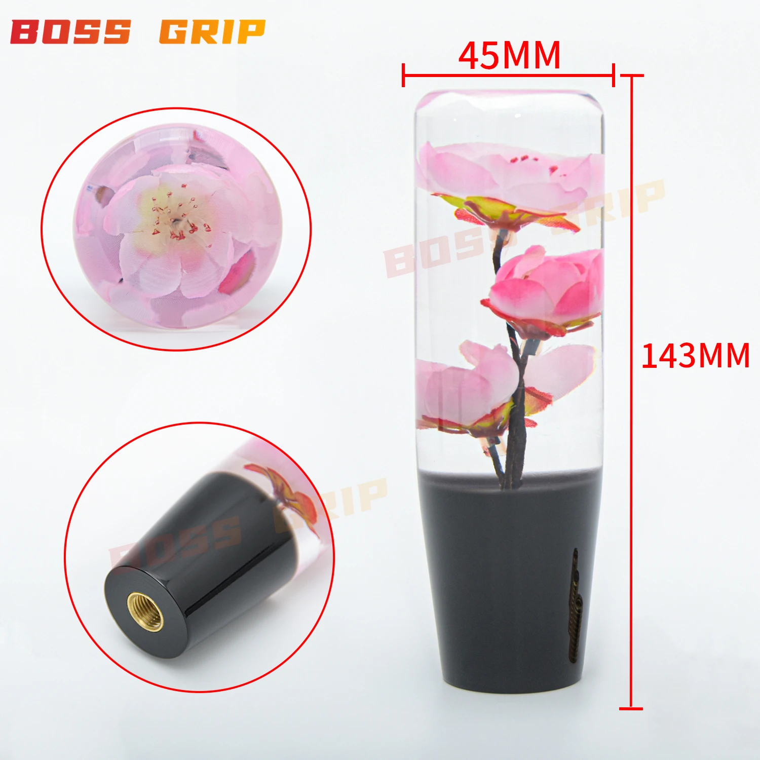 10cm/15cm/20cm JDM Sakura Flower Crystal Gear Shift Knob Acrylic Modify Gear Shifter Lever Stick Car Accessories