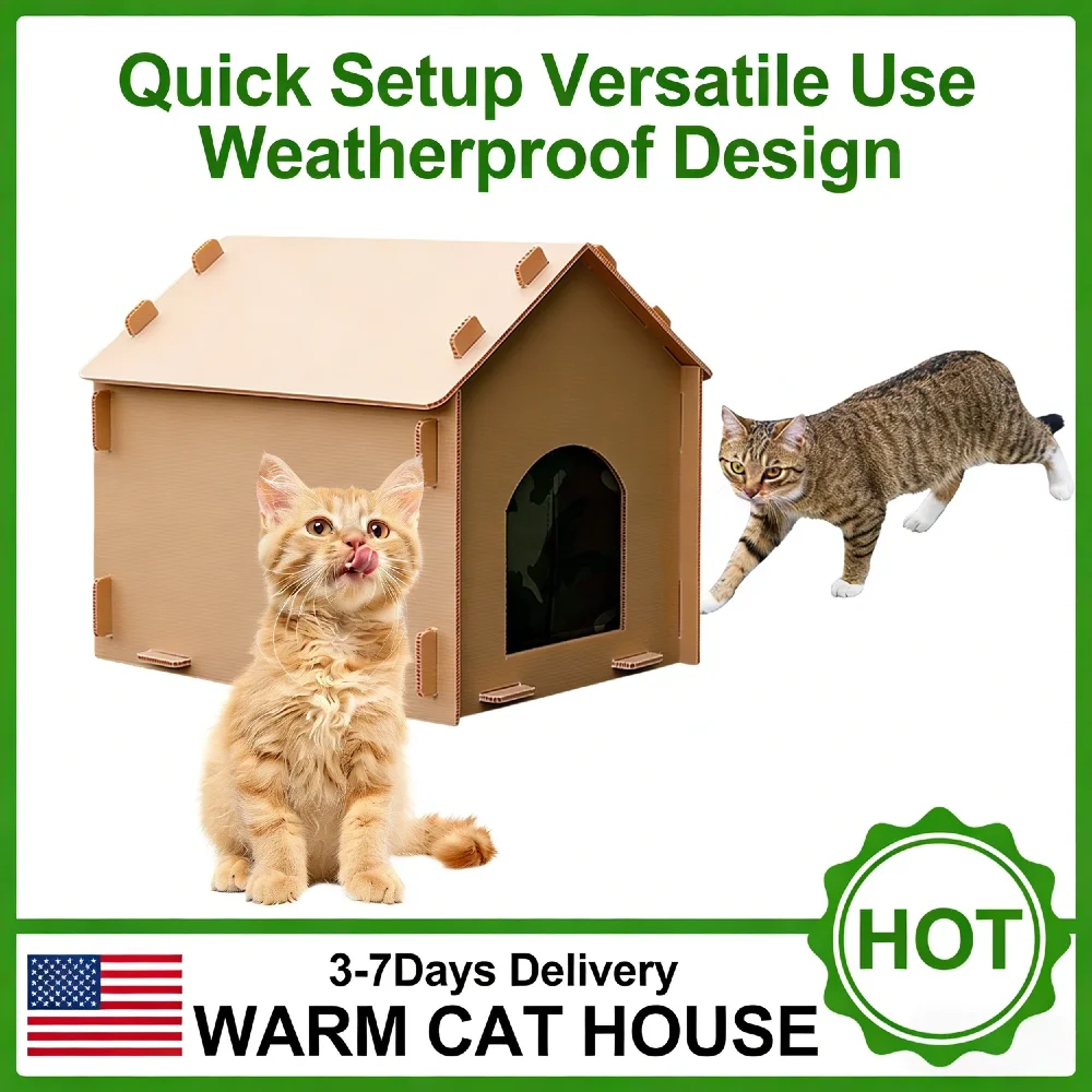 

Outside Cat House Waterproof Warm Insulated Foldable Cat Shelter Four Season Collapsible Pet House for Outdoor Indoor Stray Cats