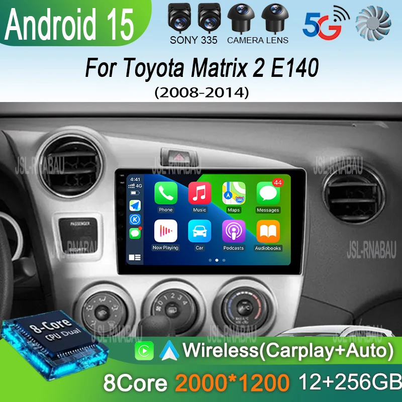 

Android 15 For Toyota Matrix 2 E140 2008 - 2014 Radio Stereo Wireless Carplay Multimedia Player GPS Navigation QLED Screen Touch