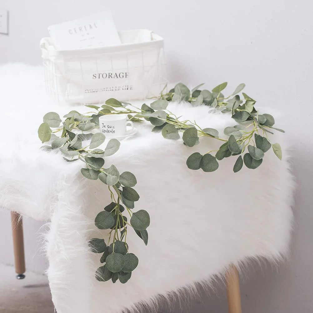 

2pcs Artificial Eucalyptus Vine Simulation Plant Decorative Flowers Bedroom Living Room Hotel Desk No Fading