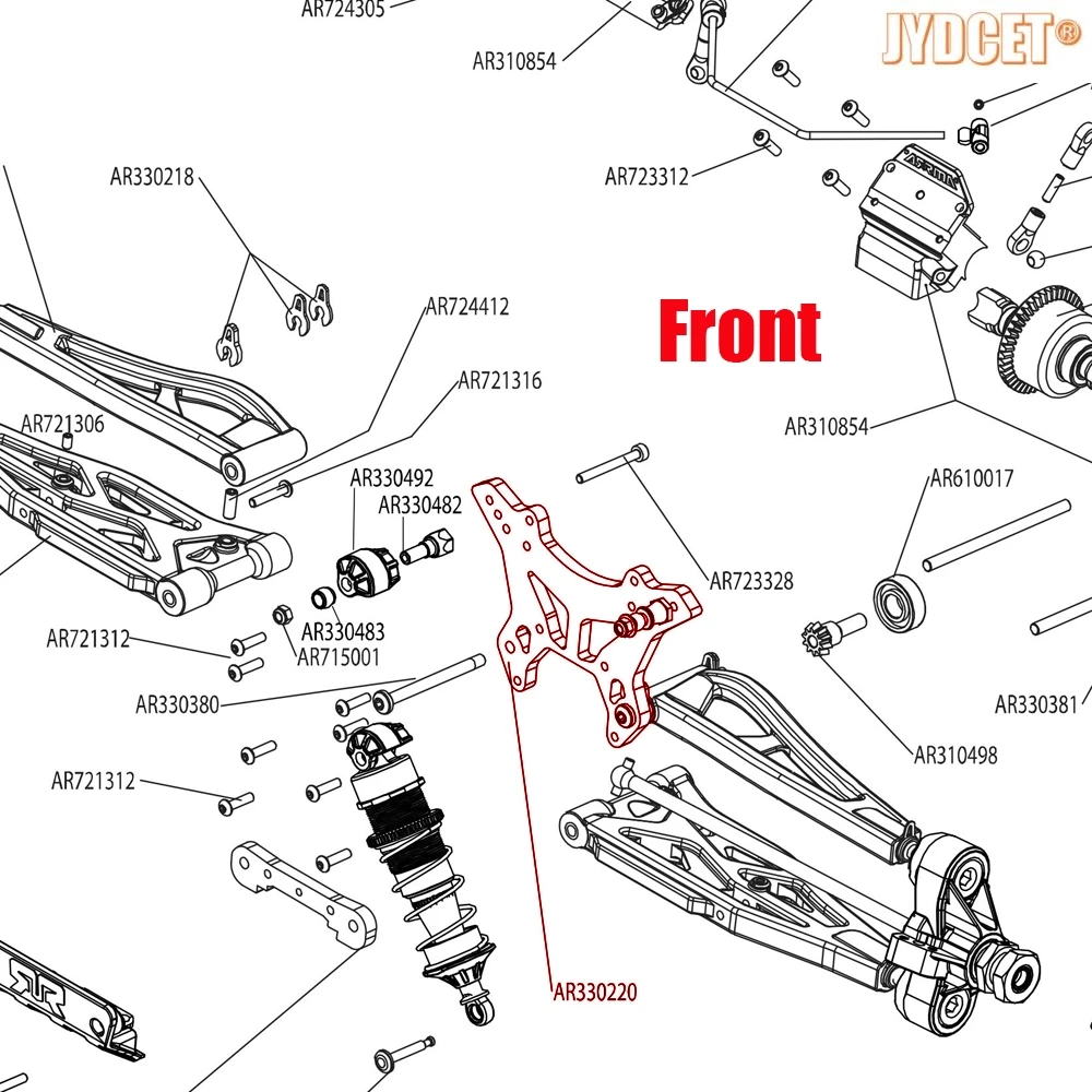 Tour d'amortisseur avant/arrière en aluminium, pour RC ARRMA 1/8 KRABOUTALION OUTCAST NOTORIOUS, # AR330220 # AR330222