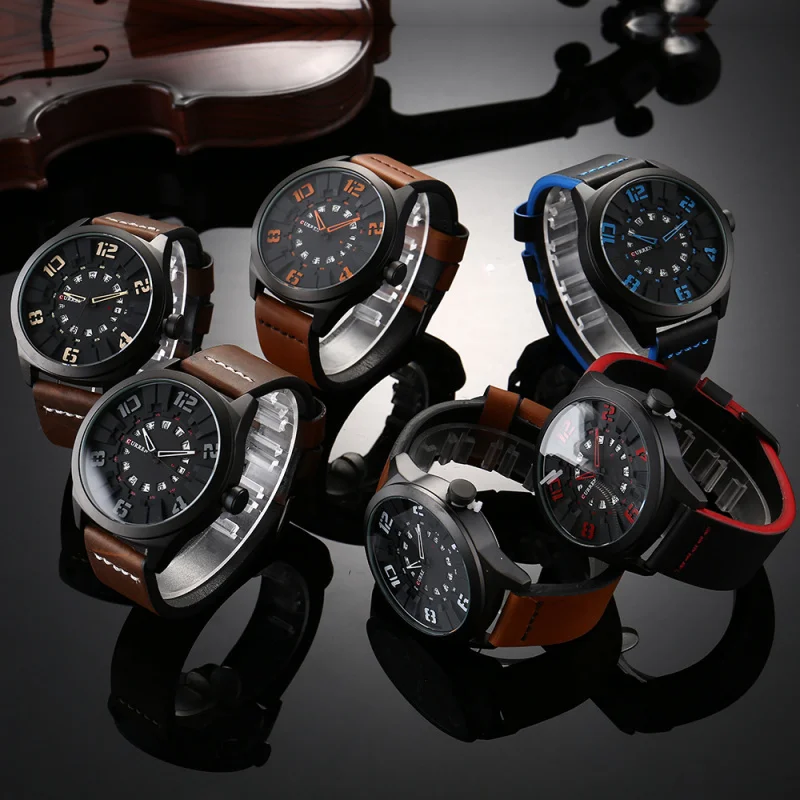 CURREN CarryanM8258Мужские часы с календарем, мужские часы, кварцевые часы с кожаным ремешком, водонепроницаемые кварцевые мужские часы