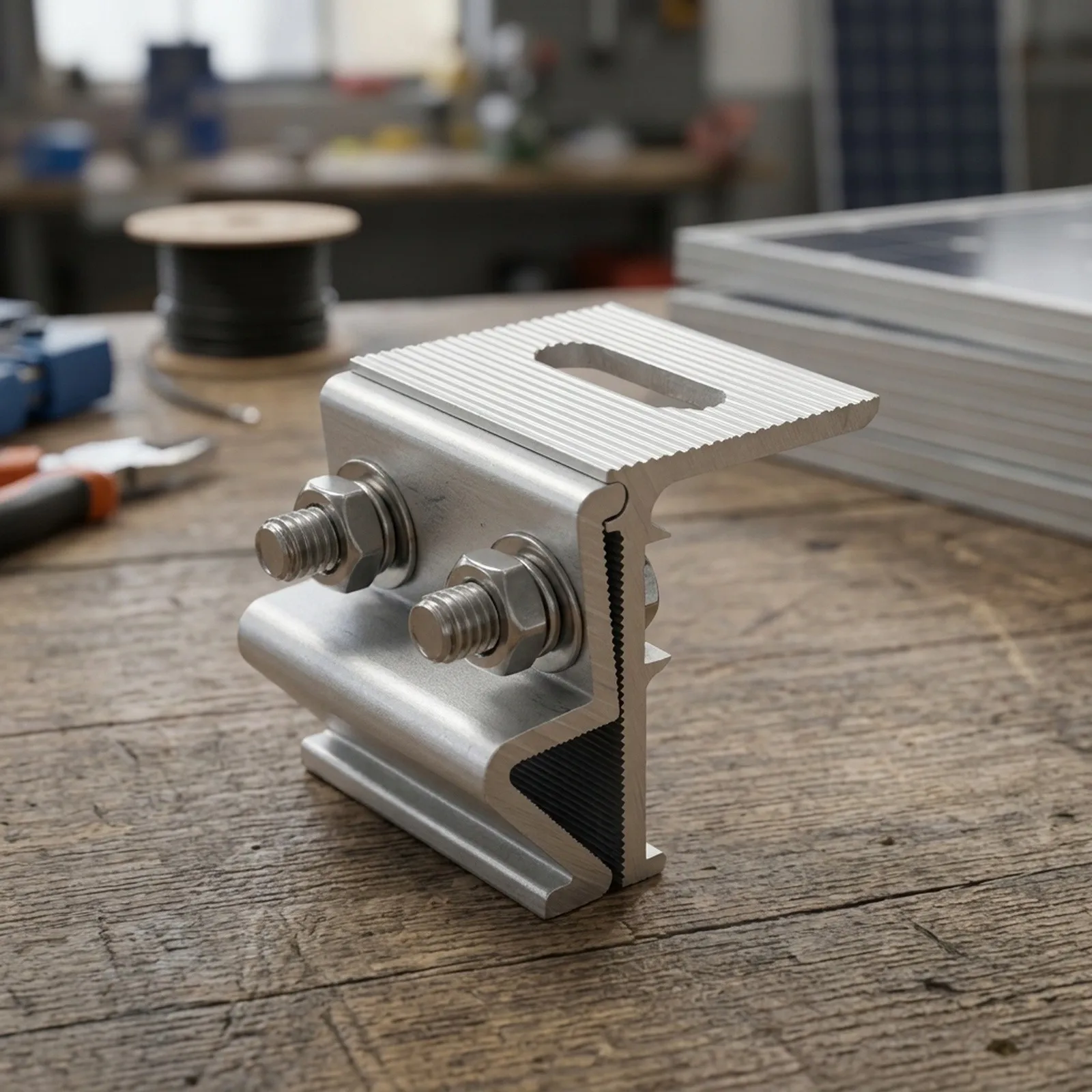 1/4 inch Aluminum Roof Fold Clamp for Standing Seam Solar Mounting Photovoltaic Bracket for PV Panel Attachment