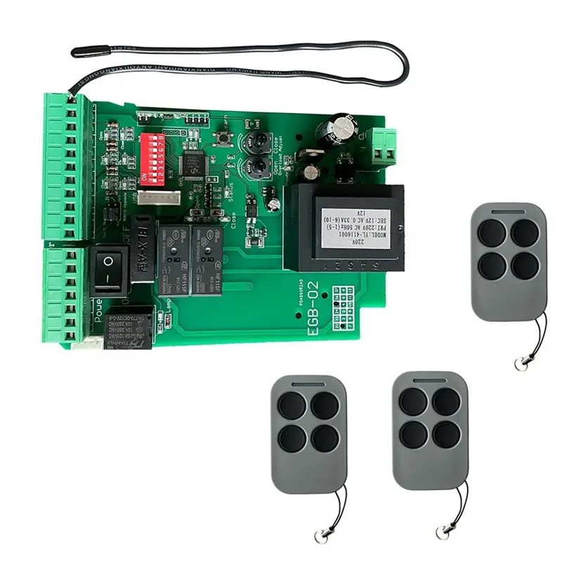 

~【A48T HOT】Control Board Panel+ 3 X Remote Control For Automatic Sliding Gate Opener Universal AC220V PCB Board