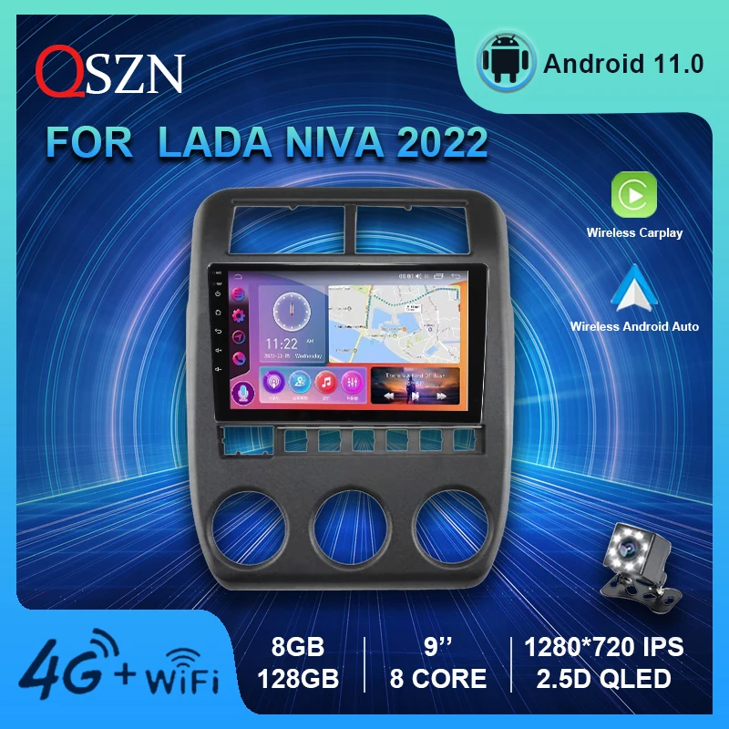 

QSZN QLED Car Radio For 2022 LADA NIVA Android 11 4G Video Multimedia GPS Player 4G Wifi Carplay Auto 8+128G Stereo Autoradio