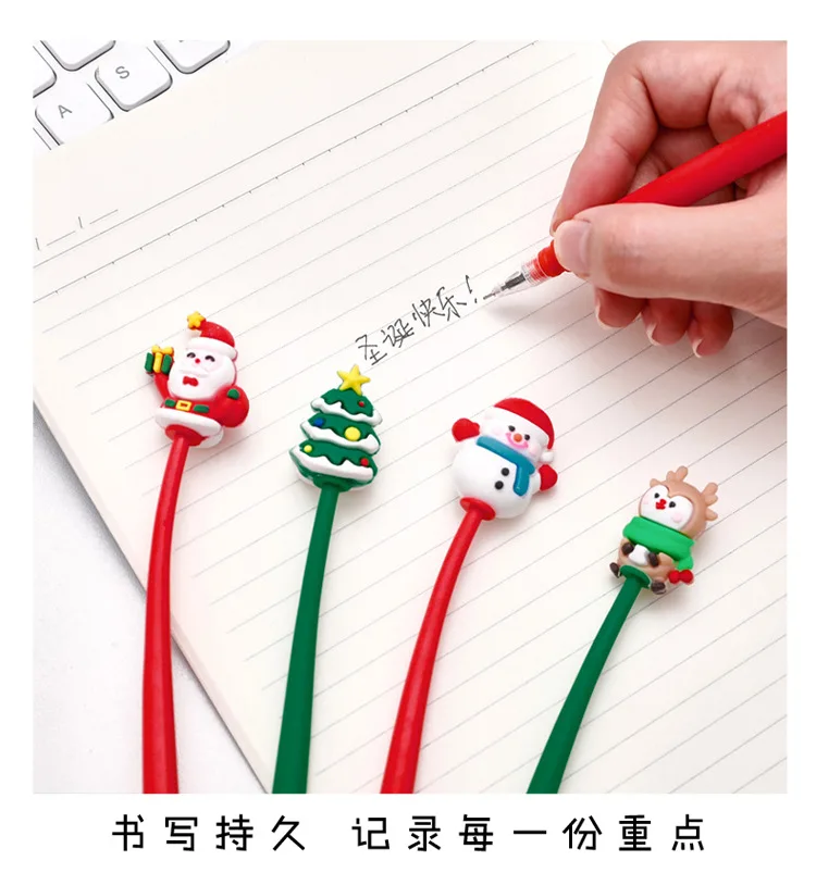 4 random cartoon Christmas silicone Shake gender-neutral pen student black signature pen Christmas stationery gift