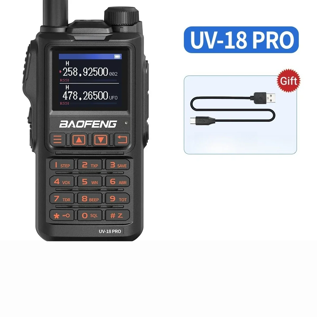 Baofeng UV-18 Pro Walkie Talkie 10 Вт Беспроводная частота копирования 999CH NOAA Двухсторонняя радиосвязь Type-C VHF UHF UV-5R UV18 Ham