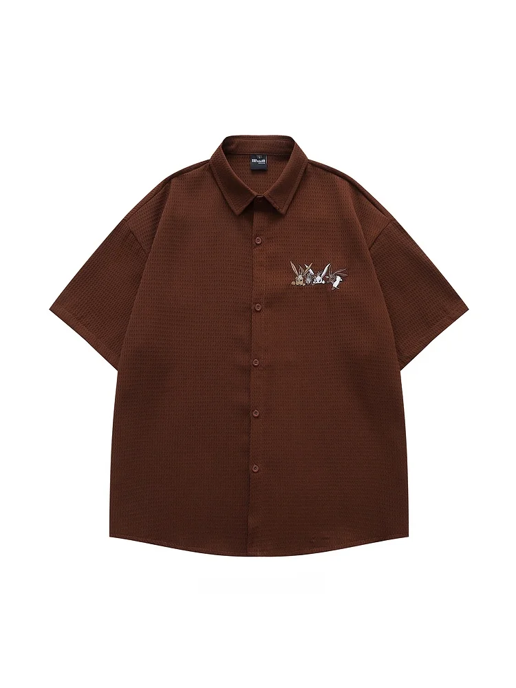 

Свободная летняя повседневная рубашка с вышитыми кроличьими ушками для подростков от бренда [Название бренда]