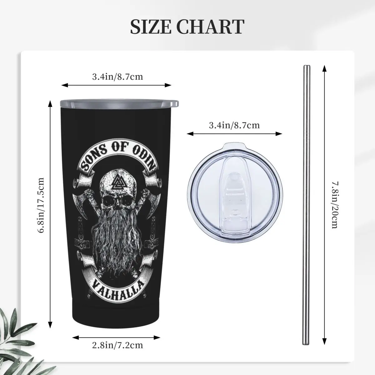 See You In Valhalla Skull Viking Stainless Steel Tumbler Vacuum Insulated Mug Thermal Cold Cups Straws With Lid 20oz