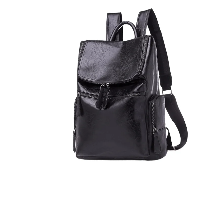 

14" laptop backpack men luxurious PU leather waterproof daily work backpacks simple British style casual business back pack male