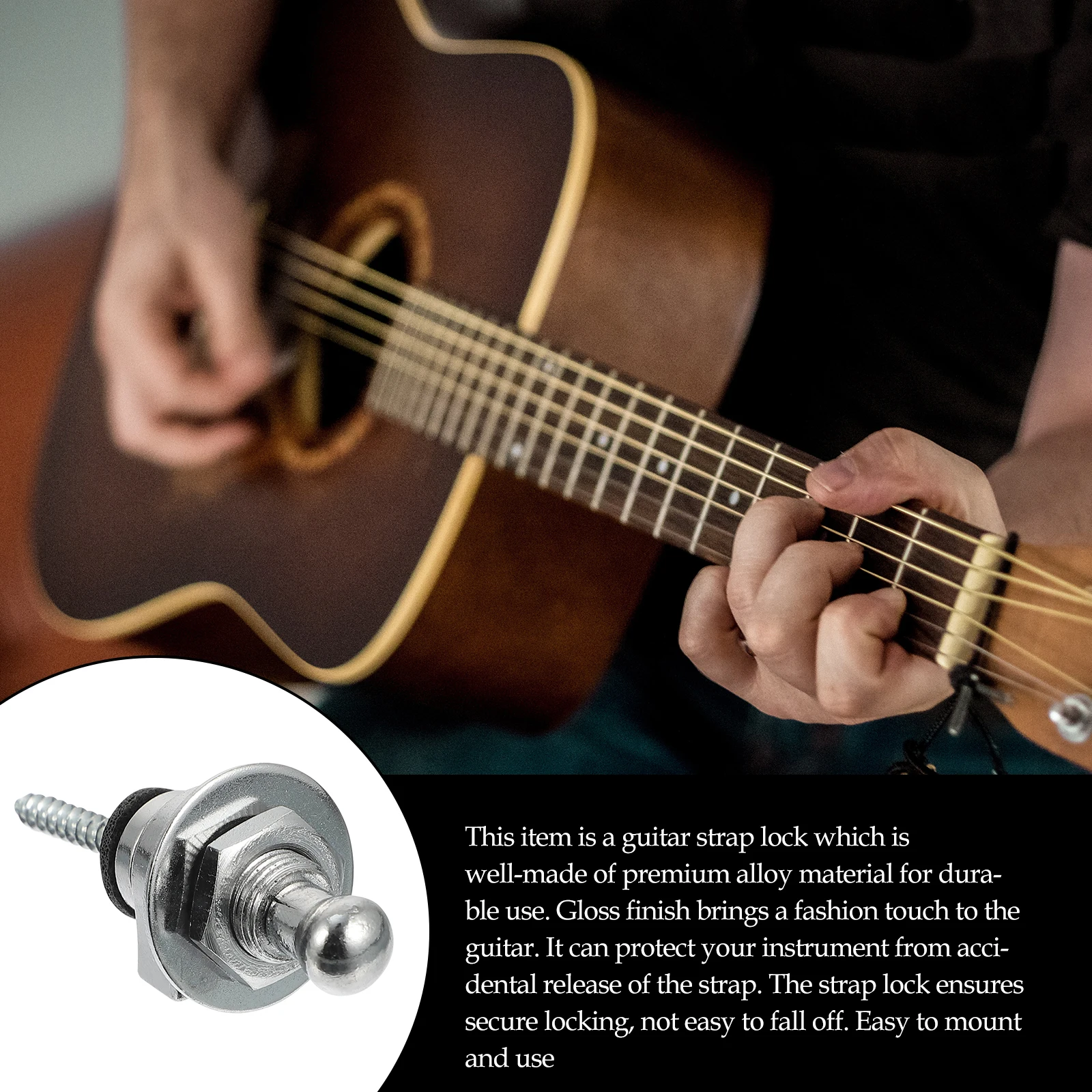 

2 Pcs Anti-slip Guitar Tail Nails Strap Stud for Studs Electric Button Fixator Plating Alloy Security Lock