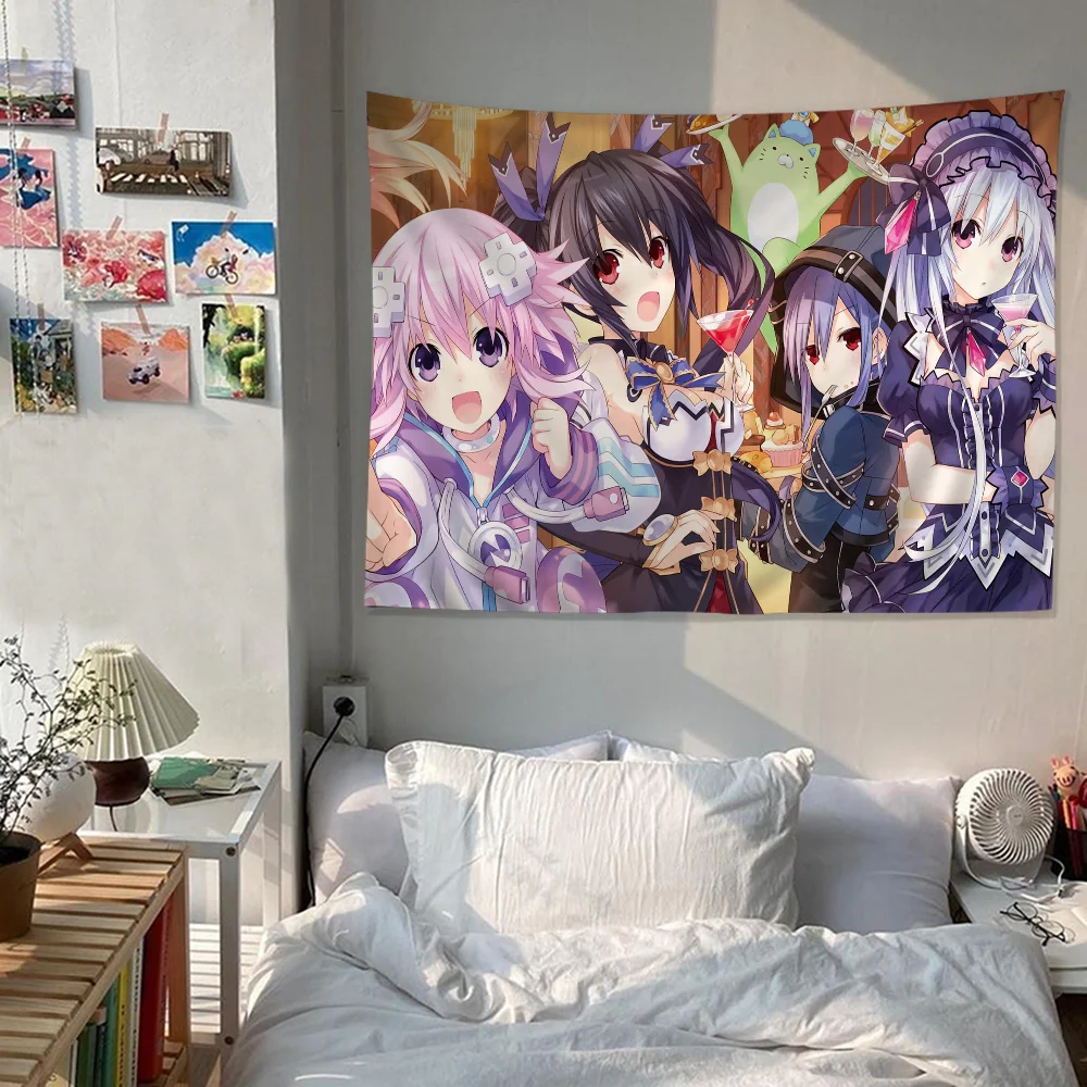 Hyperdimension Neptunia Tapestry Anime Tapestry Hanging Tarot Hippie Wall Rugs Dorm Wall Hanging Sheets