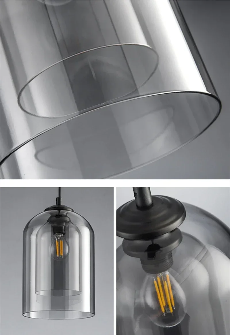 Lampe Suspendue en Verre Double au Design Nordique Post-Moderne, Luminaire Décoratif d'Nik, Idéal pour une Chambre à Coucher, une Salle à Manger, un Bar ou une Cuisine