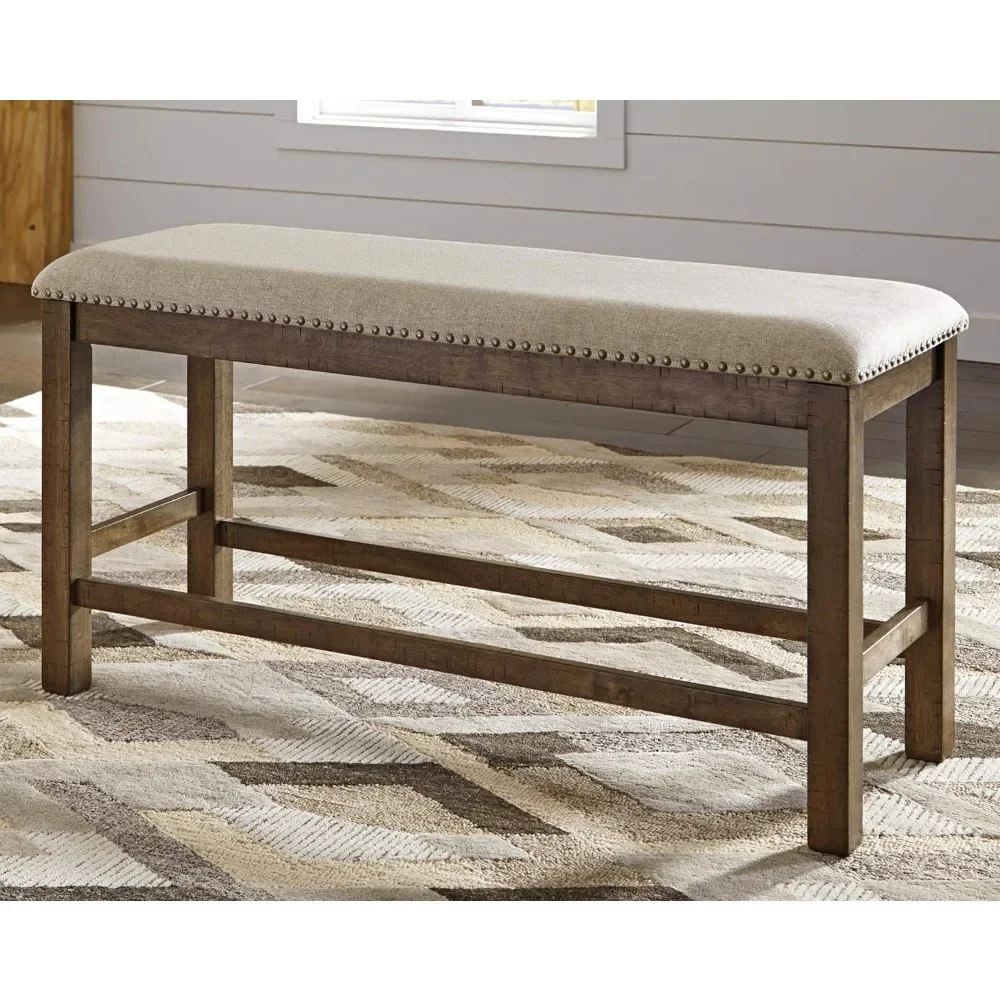 Upholstered Dining Room Bench, Made of wood,  Cozy polyester upholstery,  Vintage-inspired details, Brown,  Free shipping