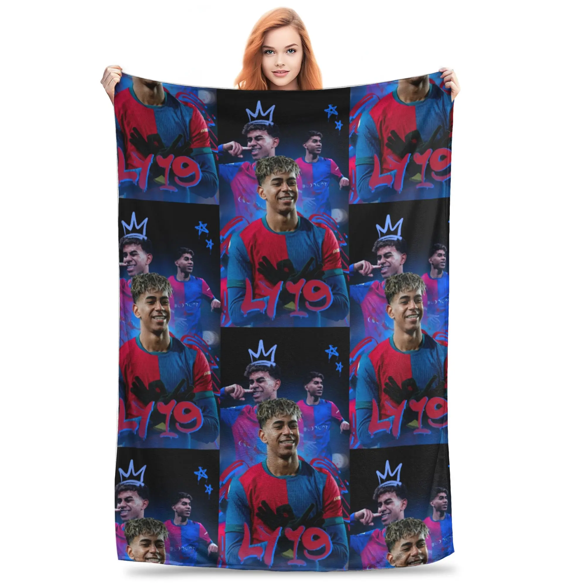 

Soccer Number 19 Lamine Y-Yamal Knitted Blankets Flannel Super Soft Throw Blankets for Airplane Travel Bedroom Quilt