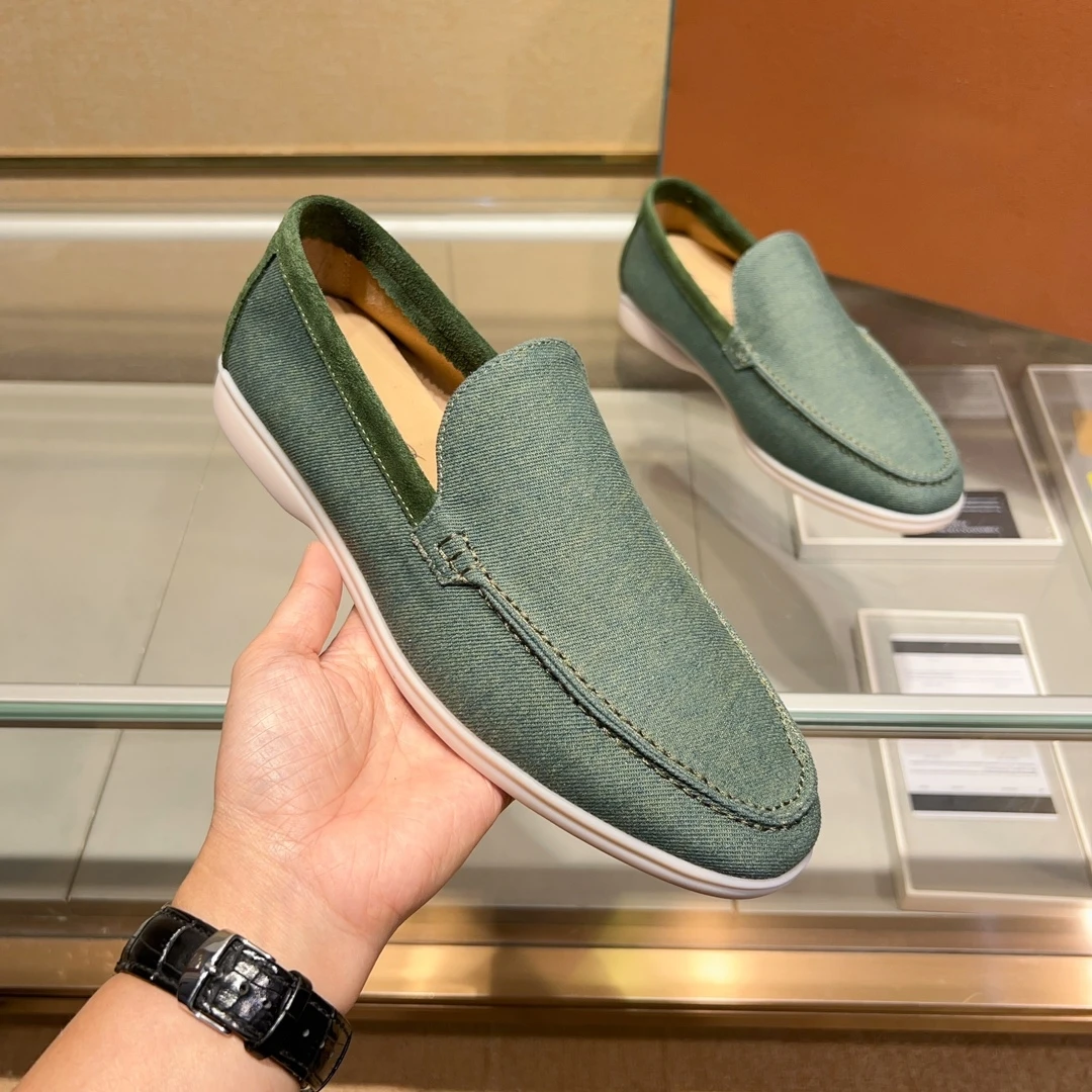 

Fall Winter Handmade Men's Shoes Luxury Brand Loafers Denim and Suede Moccasins Holiday Gifts Breathable Non-Slip Casual Shoes