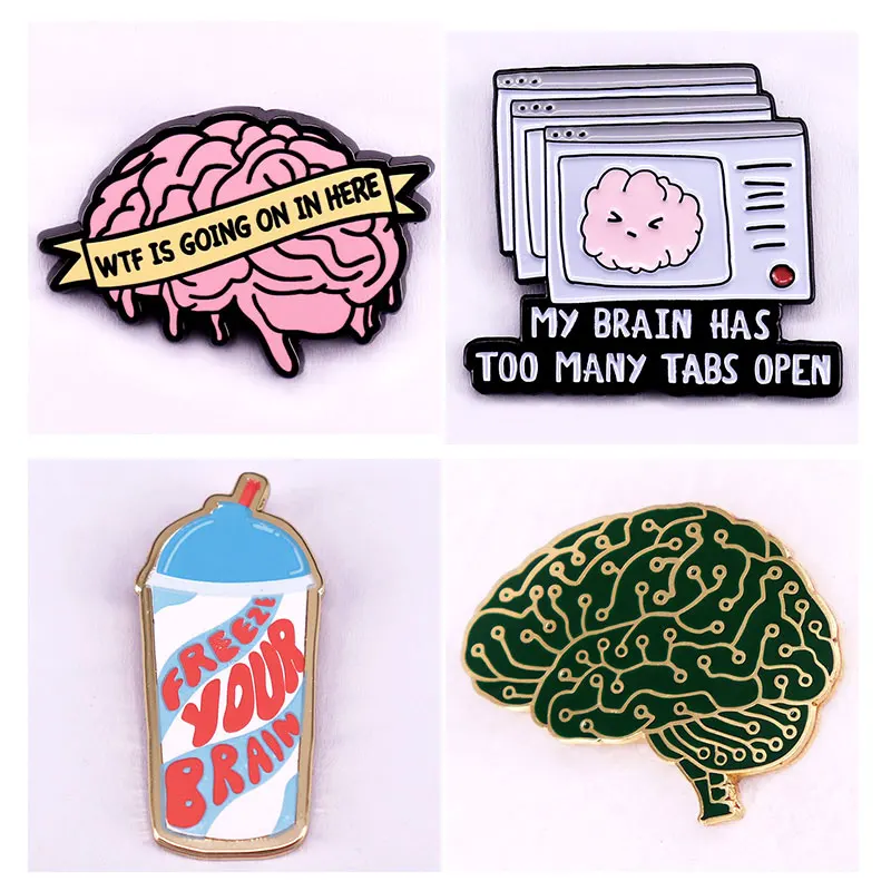 

Interesting Brain Enamel Pins Originality Metal Lapel Badge Hoodie Backpack Hat Decorative Accessories Fans Brooch Gifts