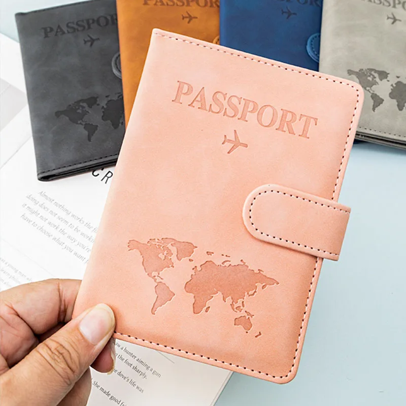 

Hasp Passport Cover Wallet Holder PU Leather Credit Card Holder Passport Case Travel Essentials Ticket Clip for Women Men