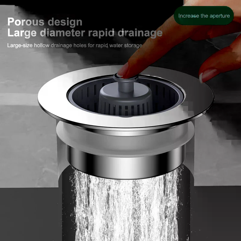 Kitchen Handle Steel Sink Strainers with Stopper Sink Drain Basket Stainless Mesh Filter Waste Hole Trap Strainer