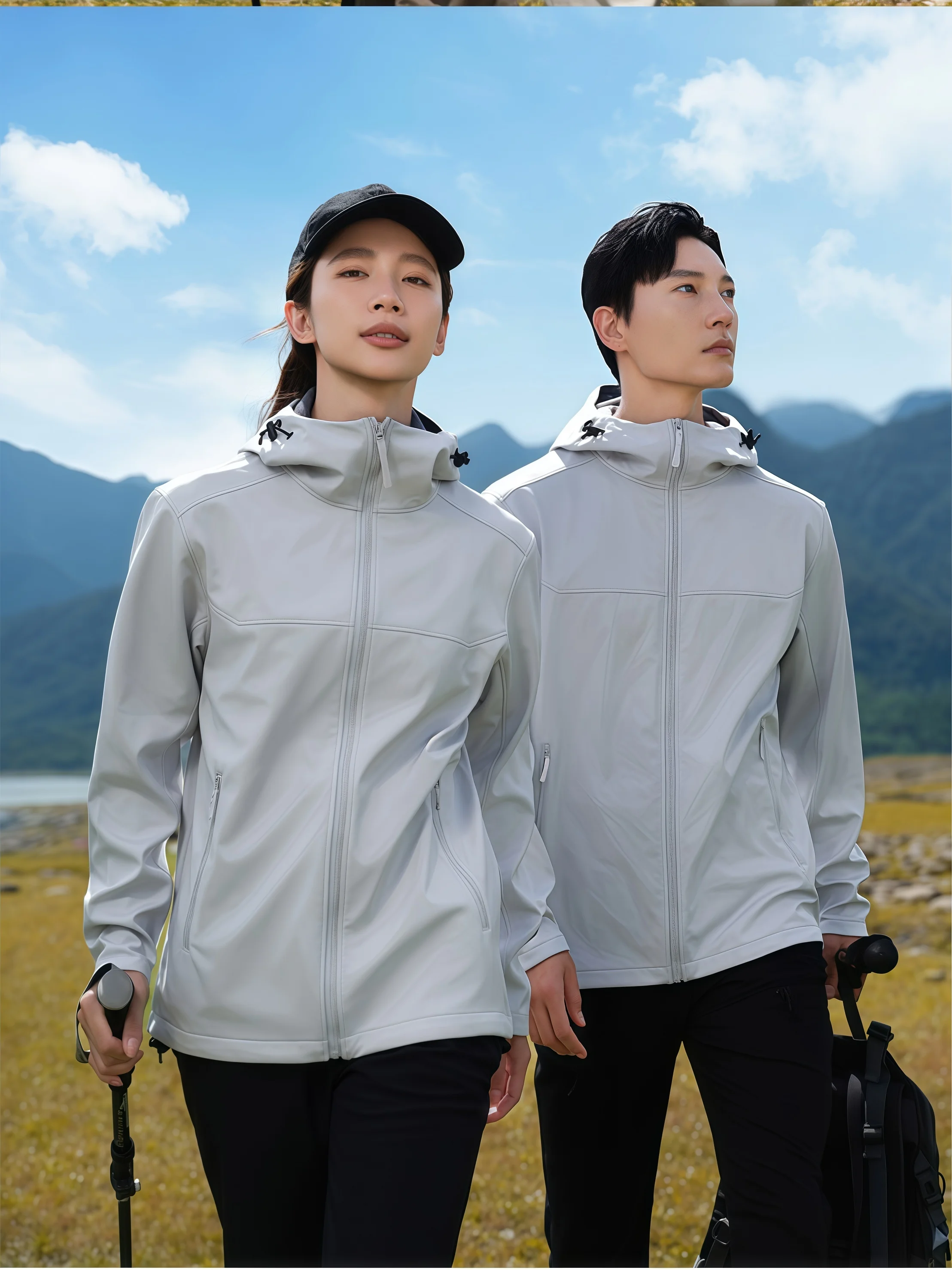 Outdoor stand-up collar hooded down jackets windproof and waterproof work clothes printed with the company logo and embroidered
