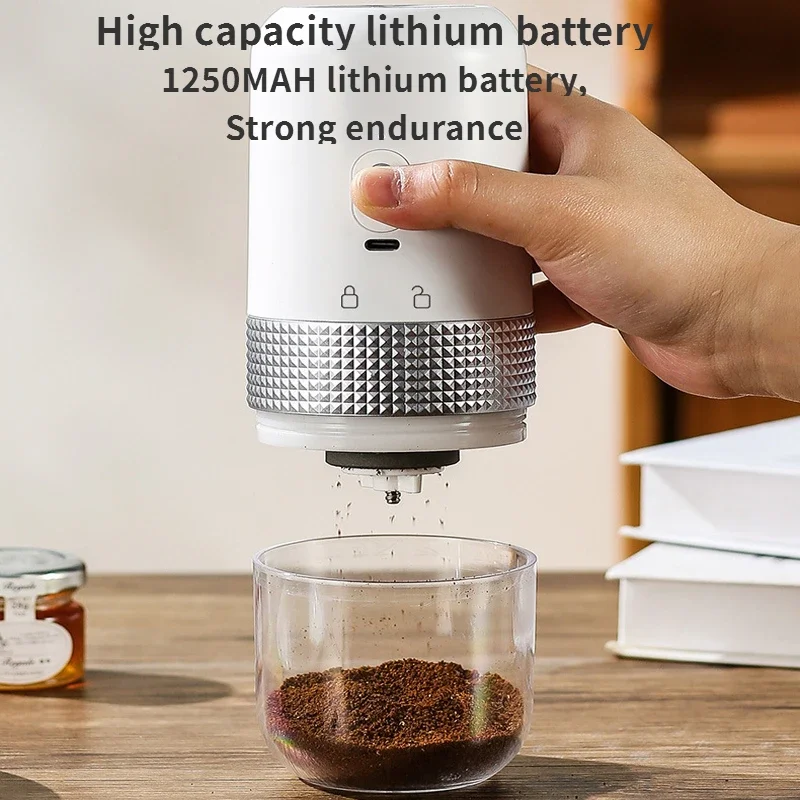 Electric Coffee Grinder USB Charging High Quality Home Outdoor Portable Wireless Handheld Small White Coffee Bean Grinder