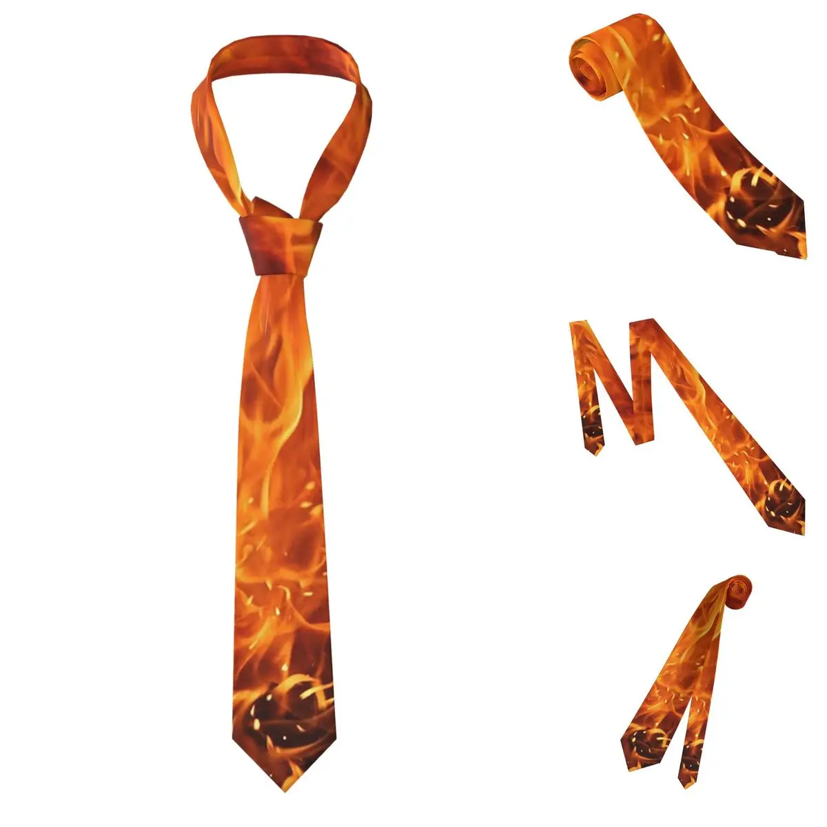 Fire Flames Effect Art Necktie for Men Silk Polyester Slim Neck Ties Party Accessories Tie Classic Gravatas