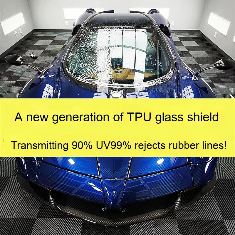TPU Transparent Anti-Sand Stone Hydrophobic Light-Transmitting Glass Shield Explosion-Proof Front Window Car Protective Film