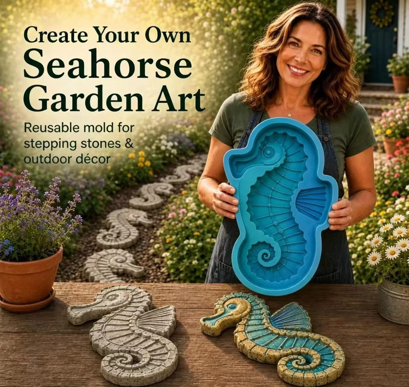 Ocean Animals Stepping Stone Mold Reusable Silicone Mould Keepsake Kids Stepping Stone Kit For Adults Family Garden Outdoor