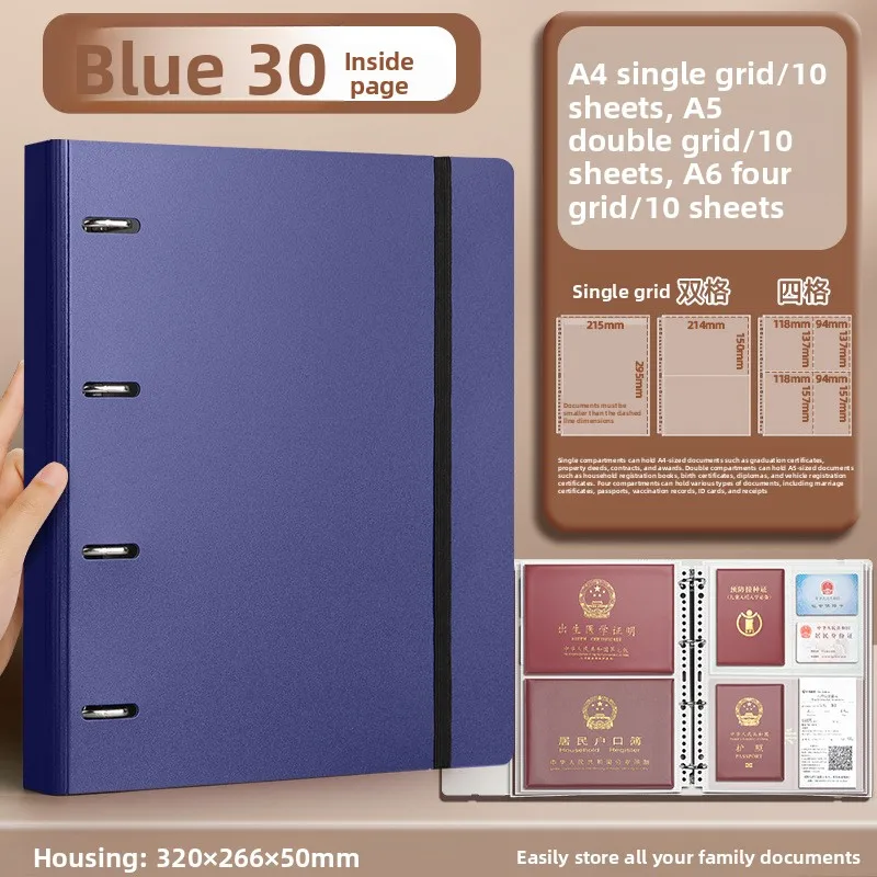 A4 Family Document Organizer Large Capacity Certificate Storage Bag for Birth Certificate Passport ID Cards
