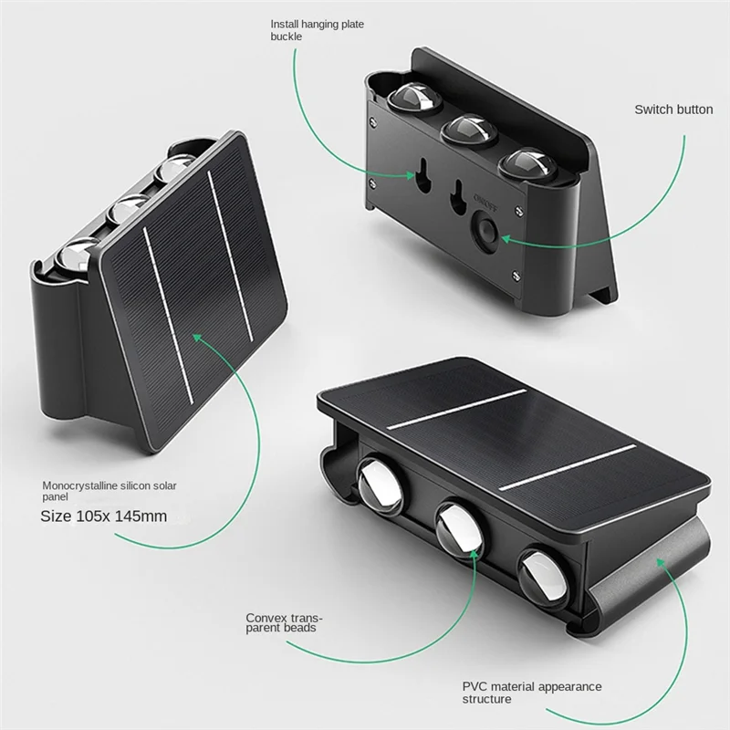 

Солнечный настенный светильник, наружное освещение вверх-вниз, светодиодная лампа, солнечные настенные светильники для стирки для двора, сада 5, Light-A21I