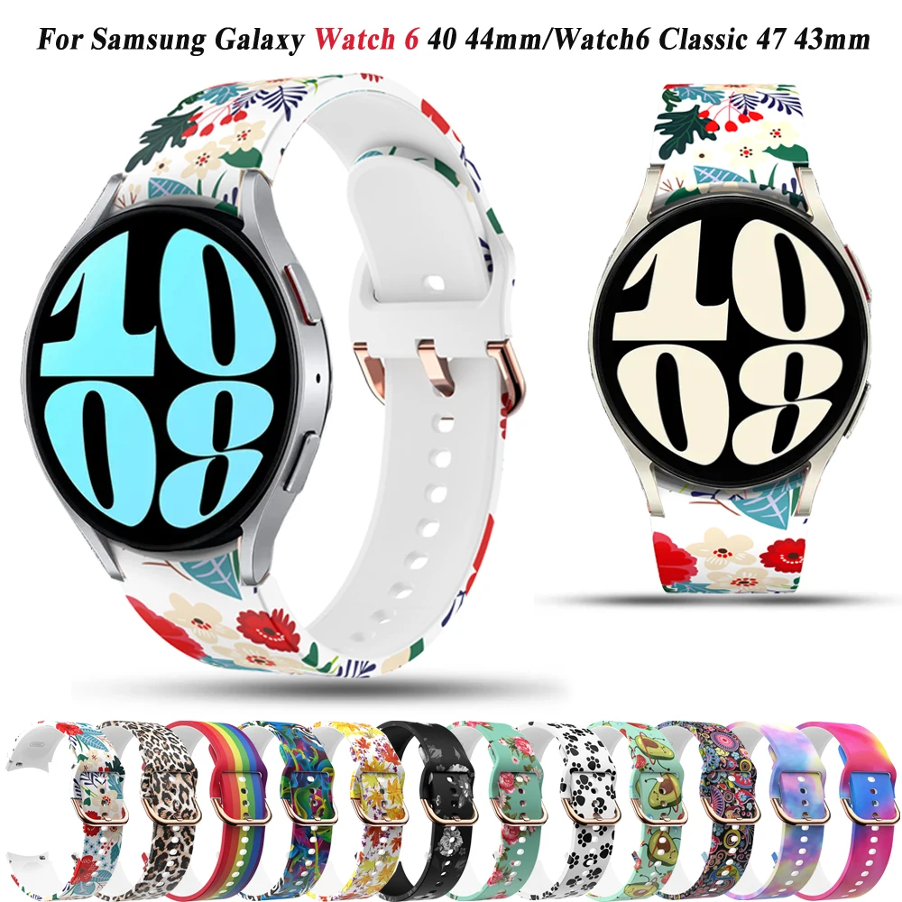 Correa de silicona para Samsung Galaxy Watch 6, pulsera deportiva de 44mm, 40mm, 20mm, clásica de 43mm y 47mm