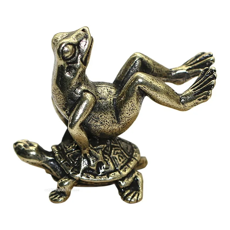 Solid Brass Chihuahua Frog Turtle Figurine, Vintage Metal Animal Sculpture Small House Desk Decoration Christmas Ornament