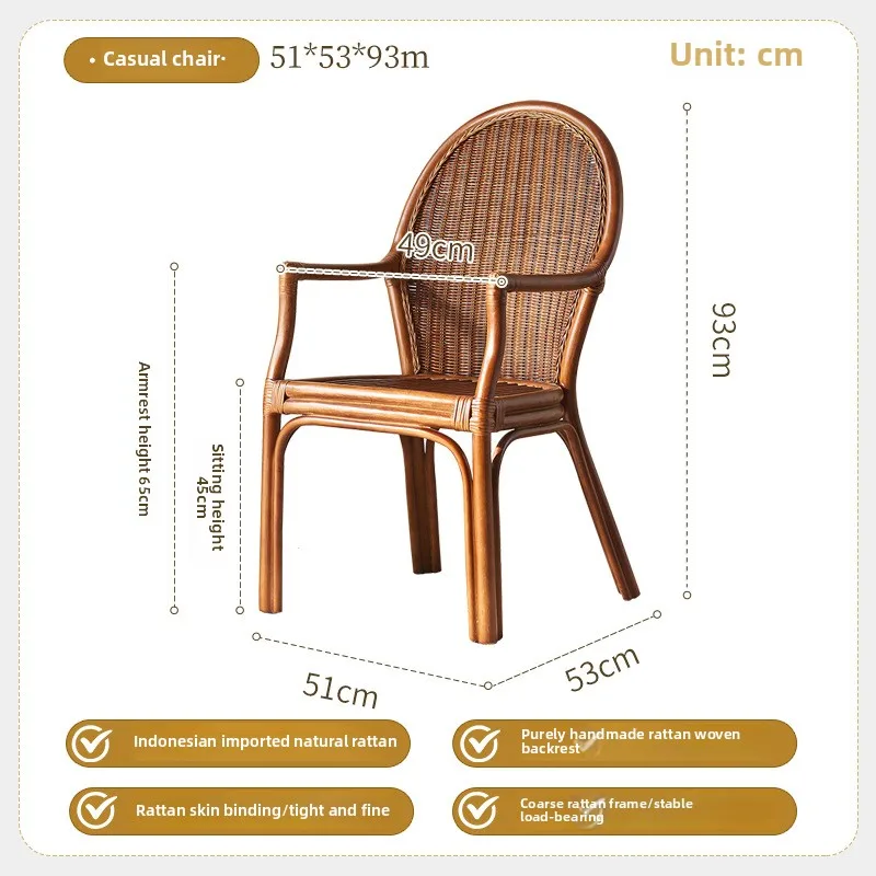 Handgewebter Rattanstuhl im Retro-Stil