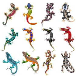 New Hot Rhinestone Decoration Lizard Gecko Quadruped Snake Design Brooch Pin Accessories Gift Exaggerated Punk Style