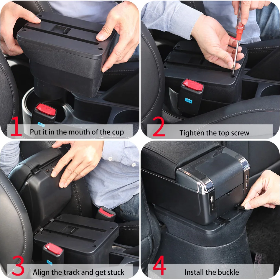 For Seat Ibiza Armrest Box For Seat Ibiza 6j 6L Car Armrest Auto Storage Box Retrofit parts Interior Details Car Accessories