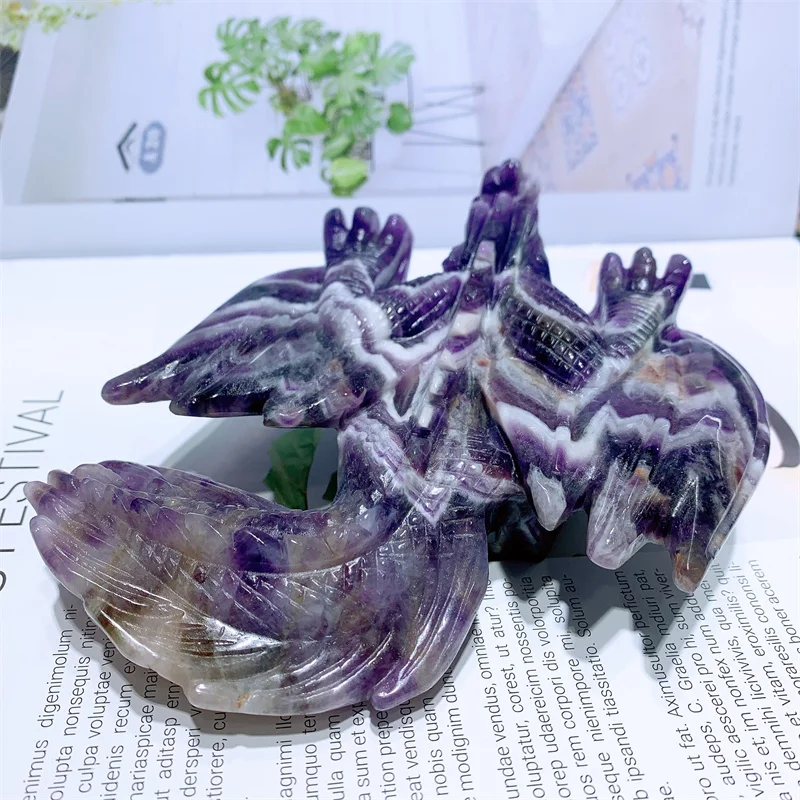 

Natural Dream Amethyst Dragon Carving Healing Lucky Stone Children Birthday Present Home Office Decoration 1pcs