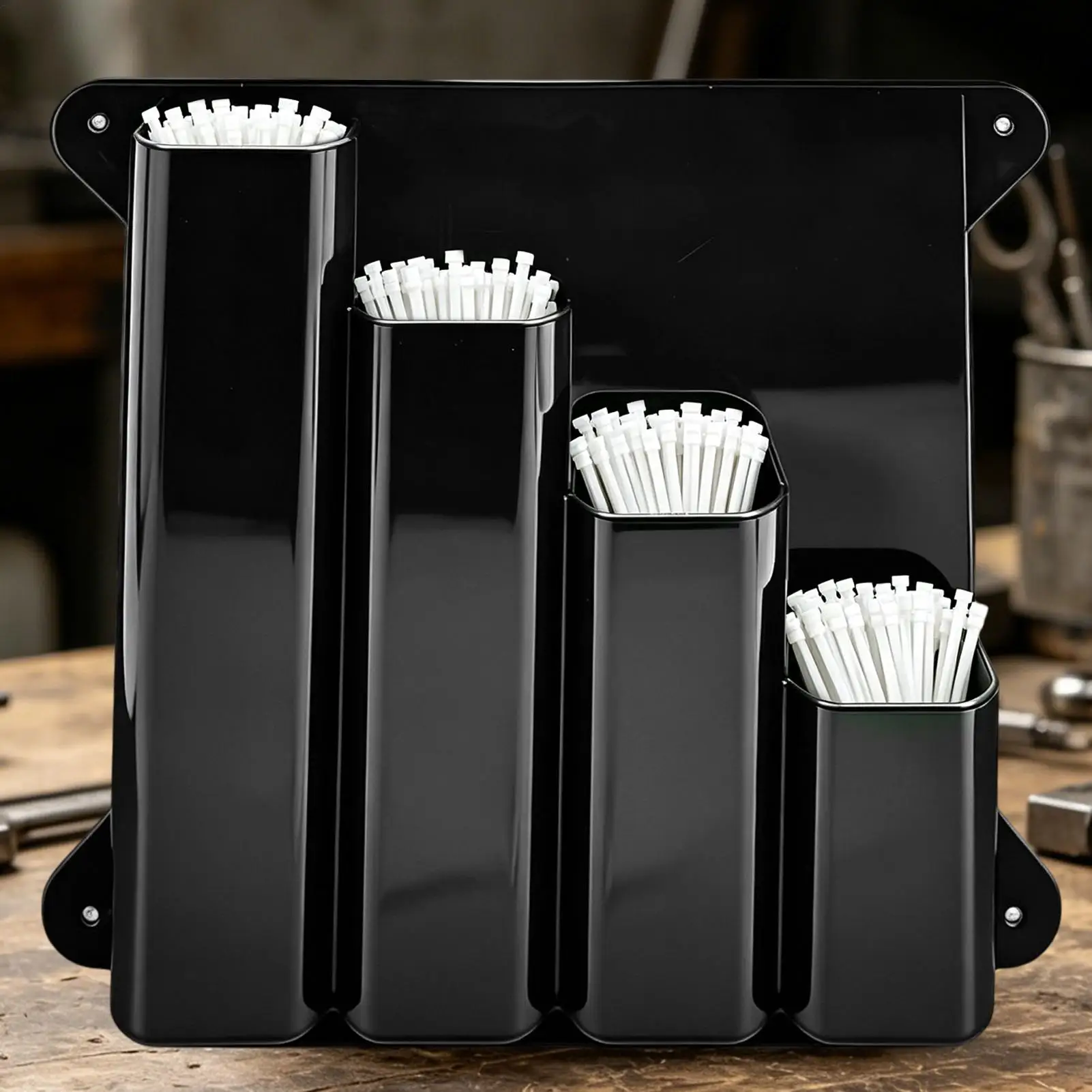 Cable Tie Organizer 4 Pockets Aluminum Wall Mounted Universal Zip Tie Cable Storage Holder for Enclosed Race Trailer Workshop