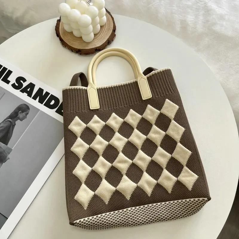 Handmade Mini Pouch Knit Shopping Bags Women Crossbody Japanese Wrist Bag Student Tote Bag Phone Craft Bag Trend 2024 니트미니크로스백