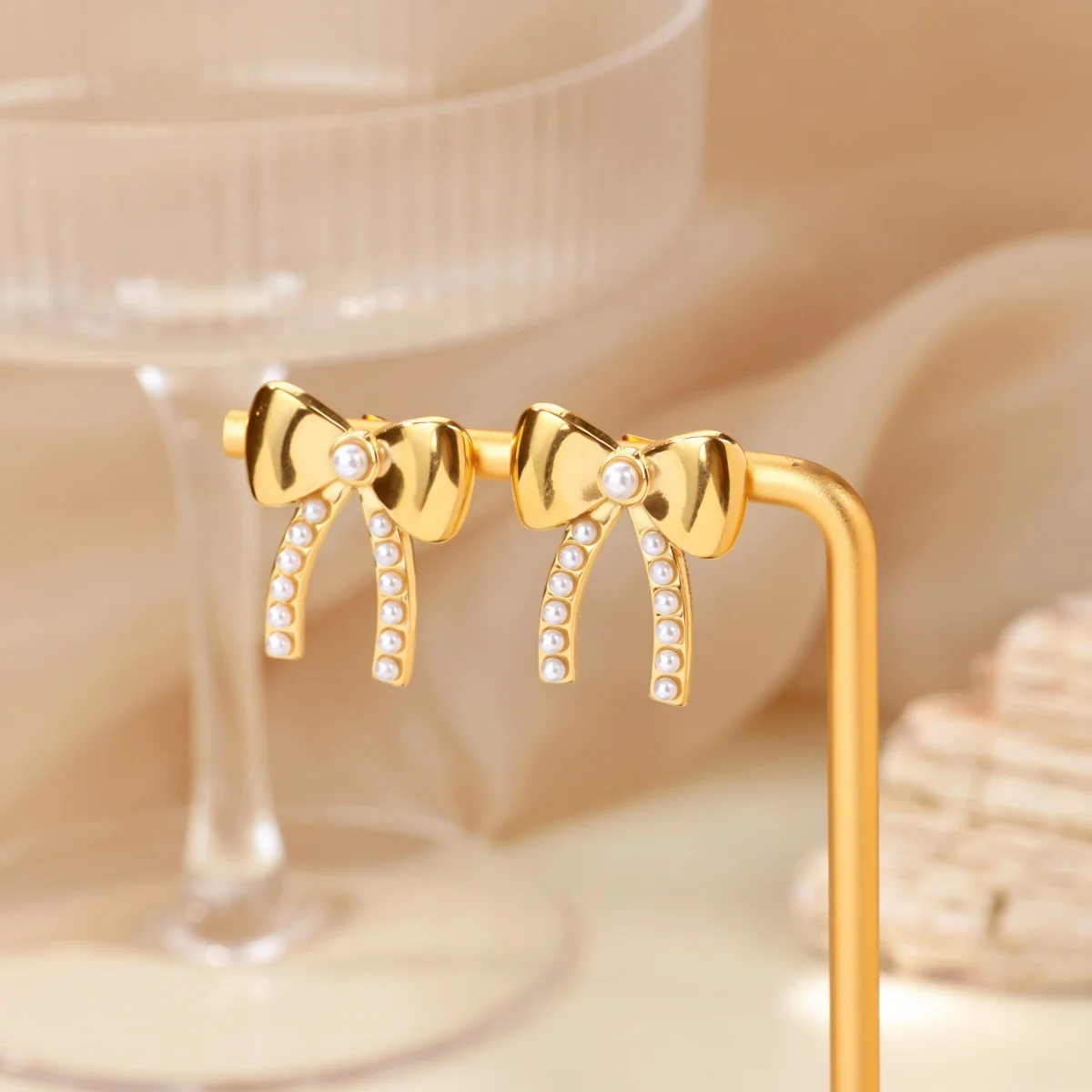 

Bowknot Stud Earrings for Women Gold Color Stainless Steel Earrings Trendy 2025 Waterproof Femmes Piercing Ear Jewelry aretes