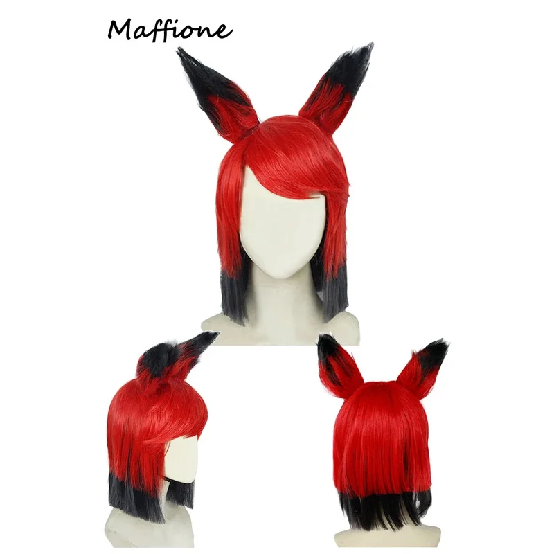 

Alastor Cosplay Wigs Costume Accessories Cartoon Hell Inn Fantasy Disguise Red Shorts Wig With Ears Halloween Party Suit Prop