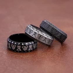 Fashion Vintage 316L Stainless Steel Viking Rune Rings Punk Simple Nordic Amulet Ring For Men Women Party Jewelry Gift Wholesale