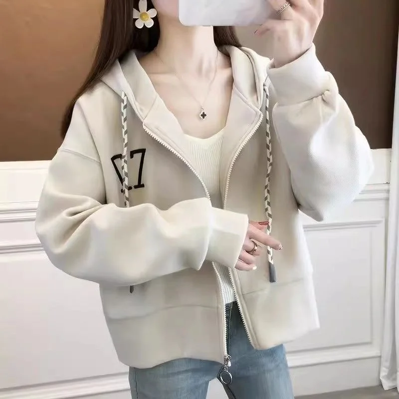 

Cardigan Short Small Women's 2024 Early Spring Coat Fashion New Hooded Zipper Hoodie Spring And Autumn Women's Coat