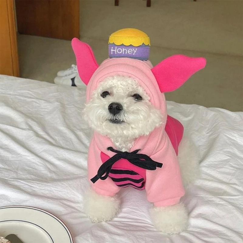 Two Feet Hoodie for Dogs and Cats, Kawaii Cartoon, Bear, Pig, Mushroom Design, Outdoor Warm Role Play Clothes, Pet Clothes, Autu