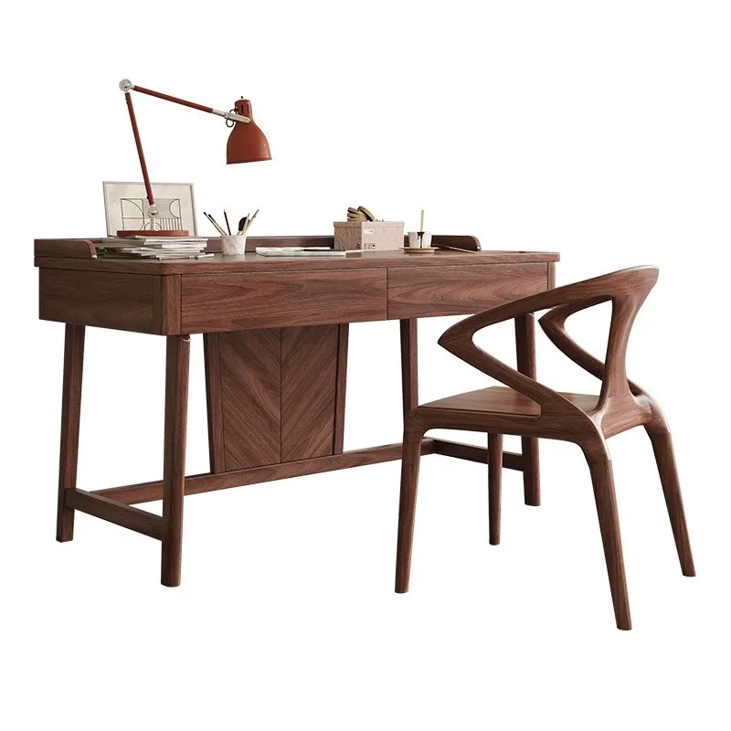 New Chinese solid wood desk black walnut with drawers bookcase study calligraphy table home bedroom computer study table