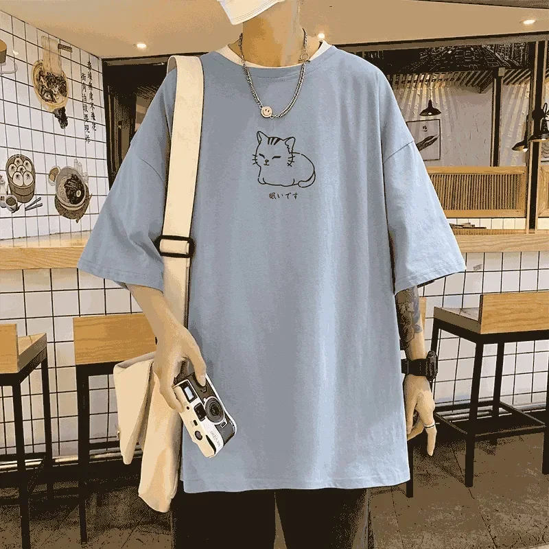 T Shirt Men Cotton Printed Mens Summer Tshirts Oversized Tee Shirts 5XL Casual T-Shirts Wear Big Size