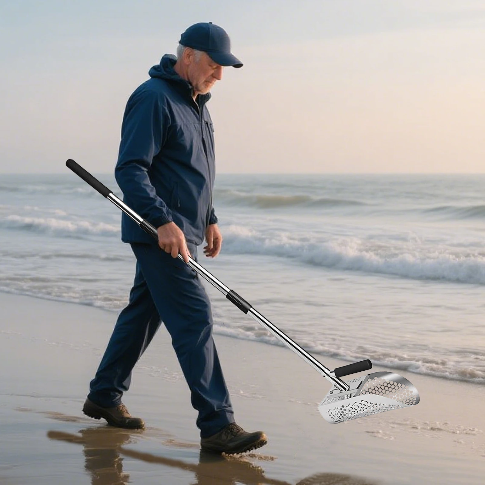 

2 In 1 Stainless Steel Sand Scoop Multi-Function Metal Detector Scoop Wear Resist Sand Sifter Shovel for Underwater Backyard