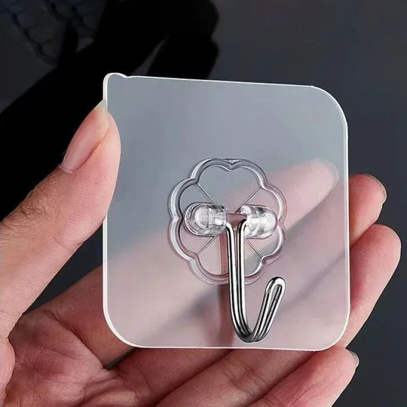 Selbstklebende Wandhaken, robust, transparent, nahtlos, für Schlüssel, Badezimmer, Dusche, Außenbereich, Küche, Tür, Zuhause – Detail 1
