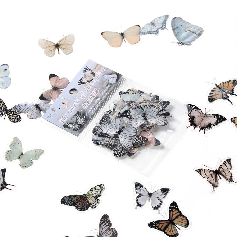 40Pcs/Bag Butterfly 3D Nail Decorative PVC Sticker Epoxy Resin Crafts Fillers Material for DIY Epoxy Resin Molds Book Decor